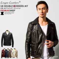 Liugoo Leathers 本革 UKダブルライダースジャケット メンズ リューグーレザーズ DRY09A  レザージャケット ライトニング